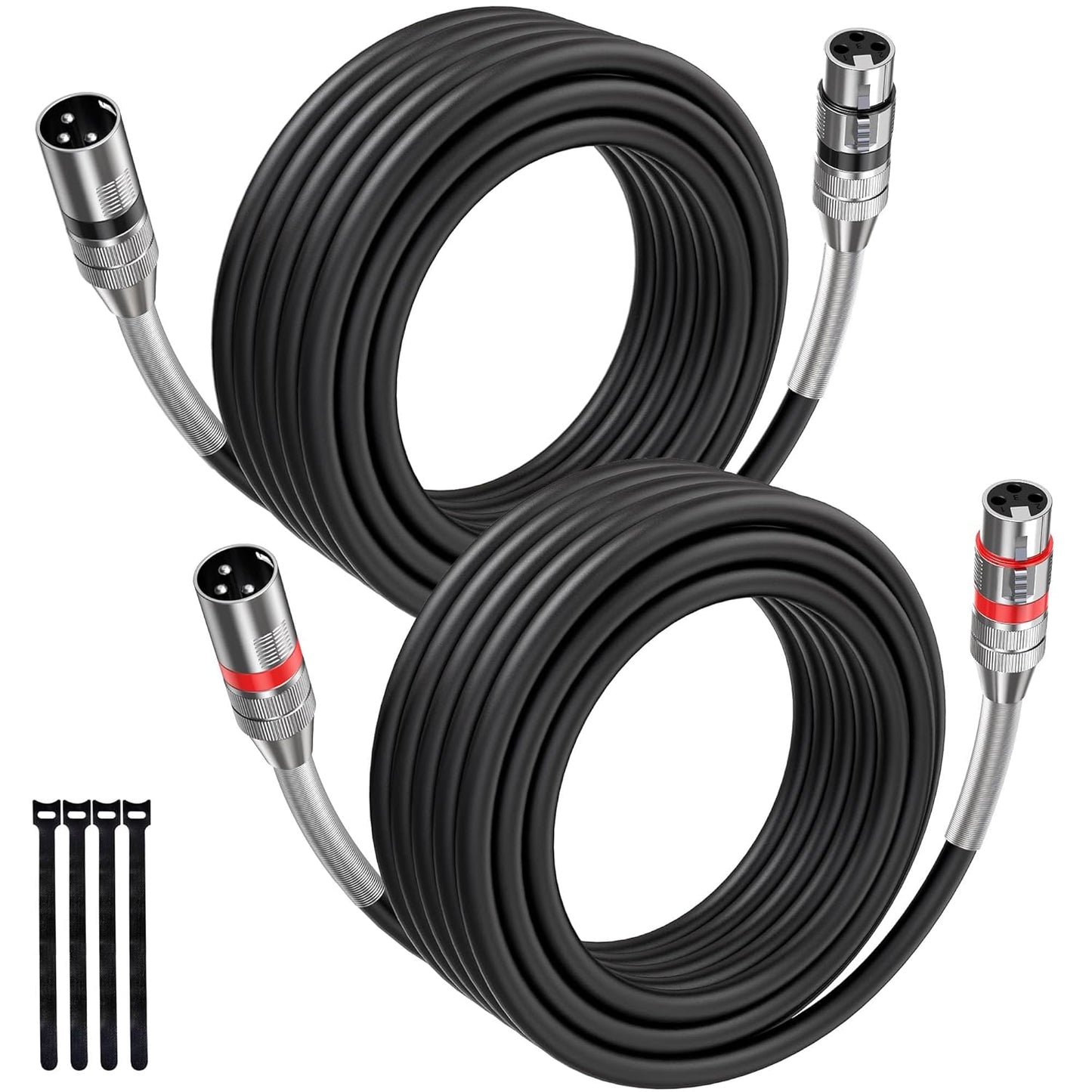 Premium 50FT XLR Cables for Microphones and Speakers - 2 Pack