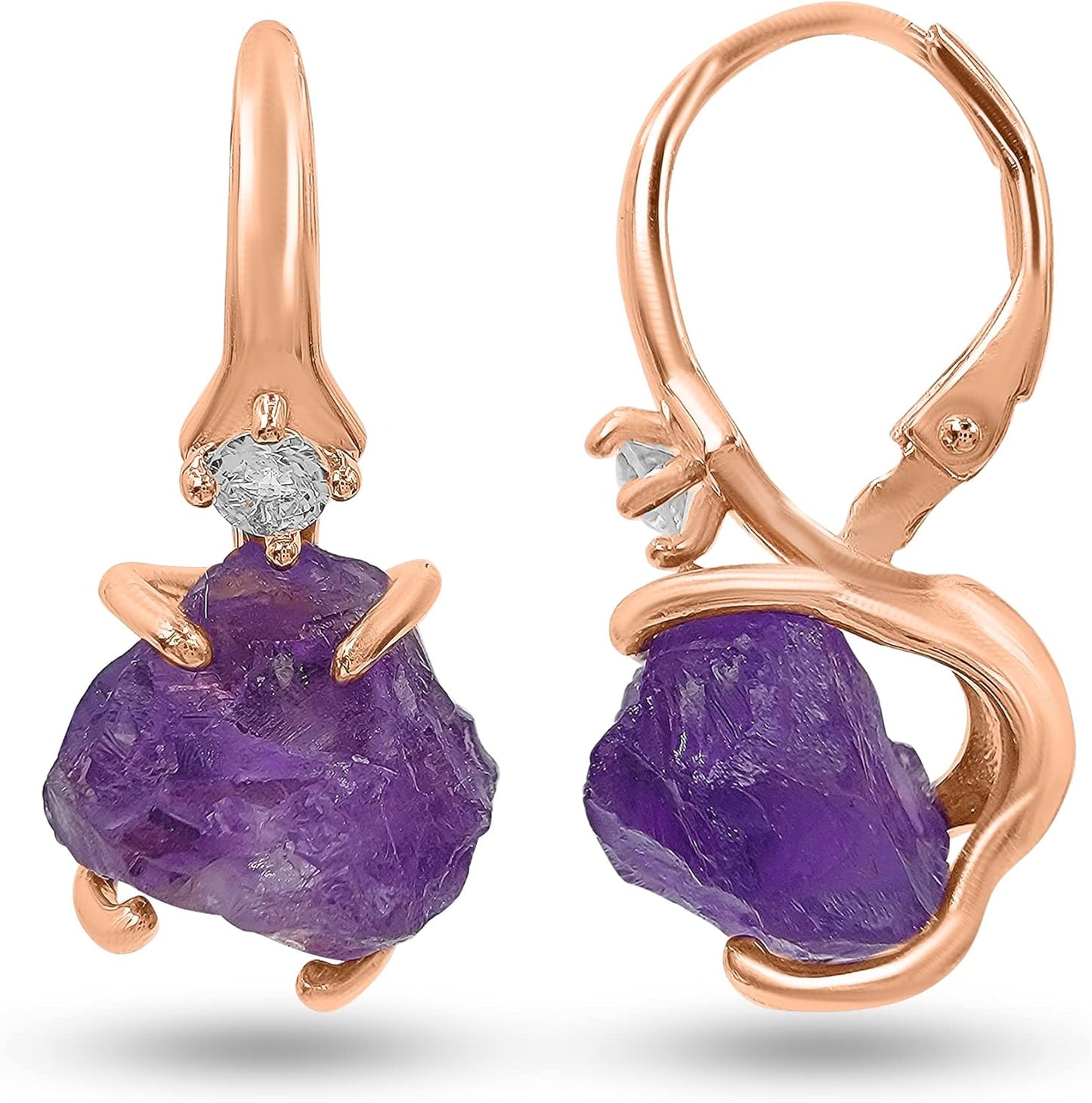 Real Raw Crystal Drop Earrings with Real Gold for Special Gifts