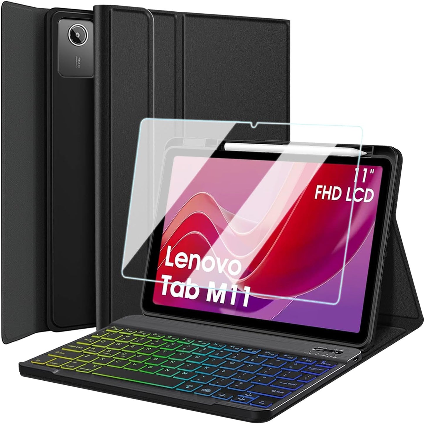 Case with Keyboard for Lenovo Tab M11 11 inch 2024 - Rainbow Backlight