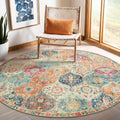 Moroccan Trellis Washable Round Area Rug 6ft - Soft Low-Pile Circle