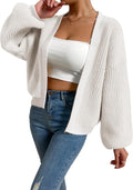 SHENHE Women's Color Block Open Front Cropped Cardigan - Stylish