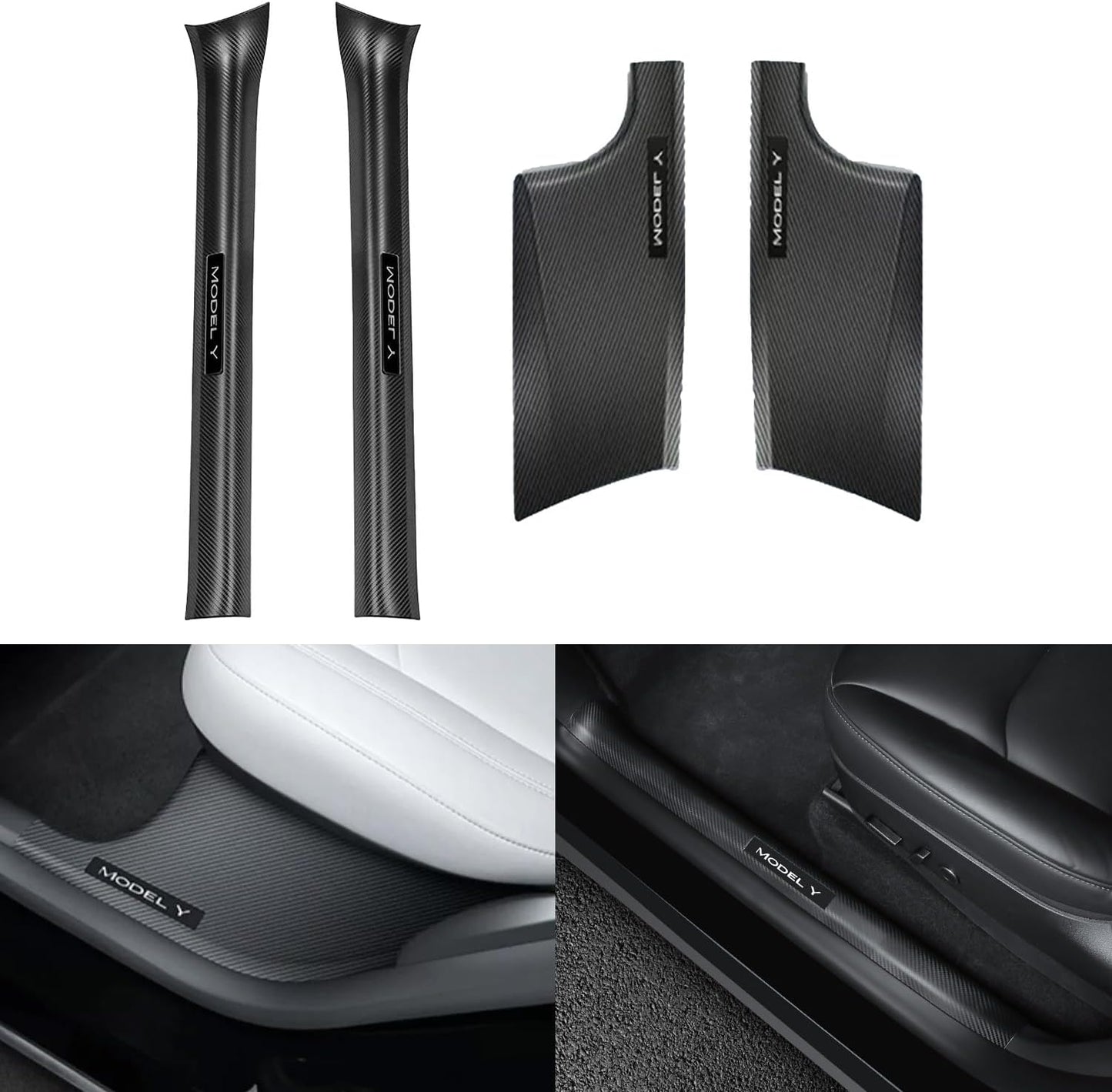 Door Sill Protectors for Tesla Model Y 2021-2023 - 4-Piece Set