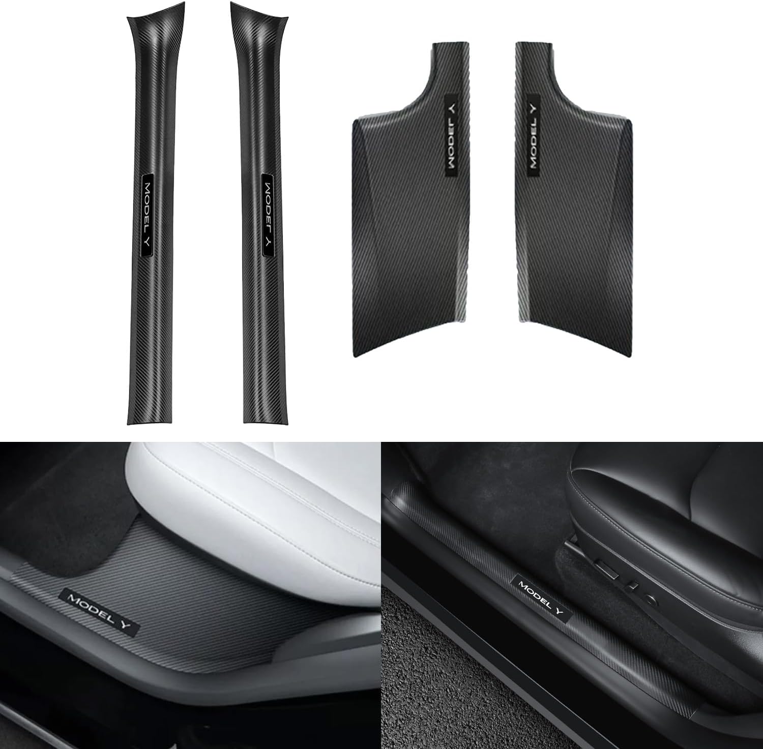 Door Sill Protectors for Tesla Model Y 2021-2023 - 4-Piece Set