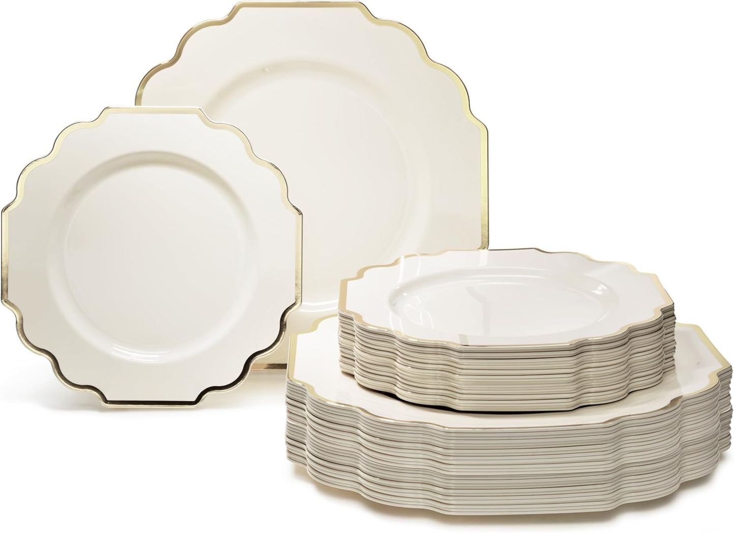 Elegant Heavyweight Disposable Plastic Plates for Parties & Weddings