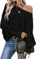 Cakulo Off Shoulder Sweater Top - Oversized Knit Batwing Pullover