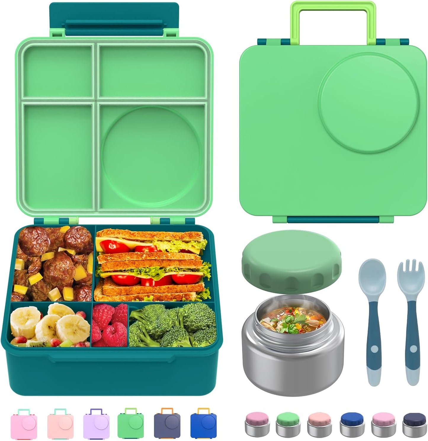 Bento Box for Kids - Leak-Proof Lunch Box with Thermos Jar