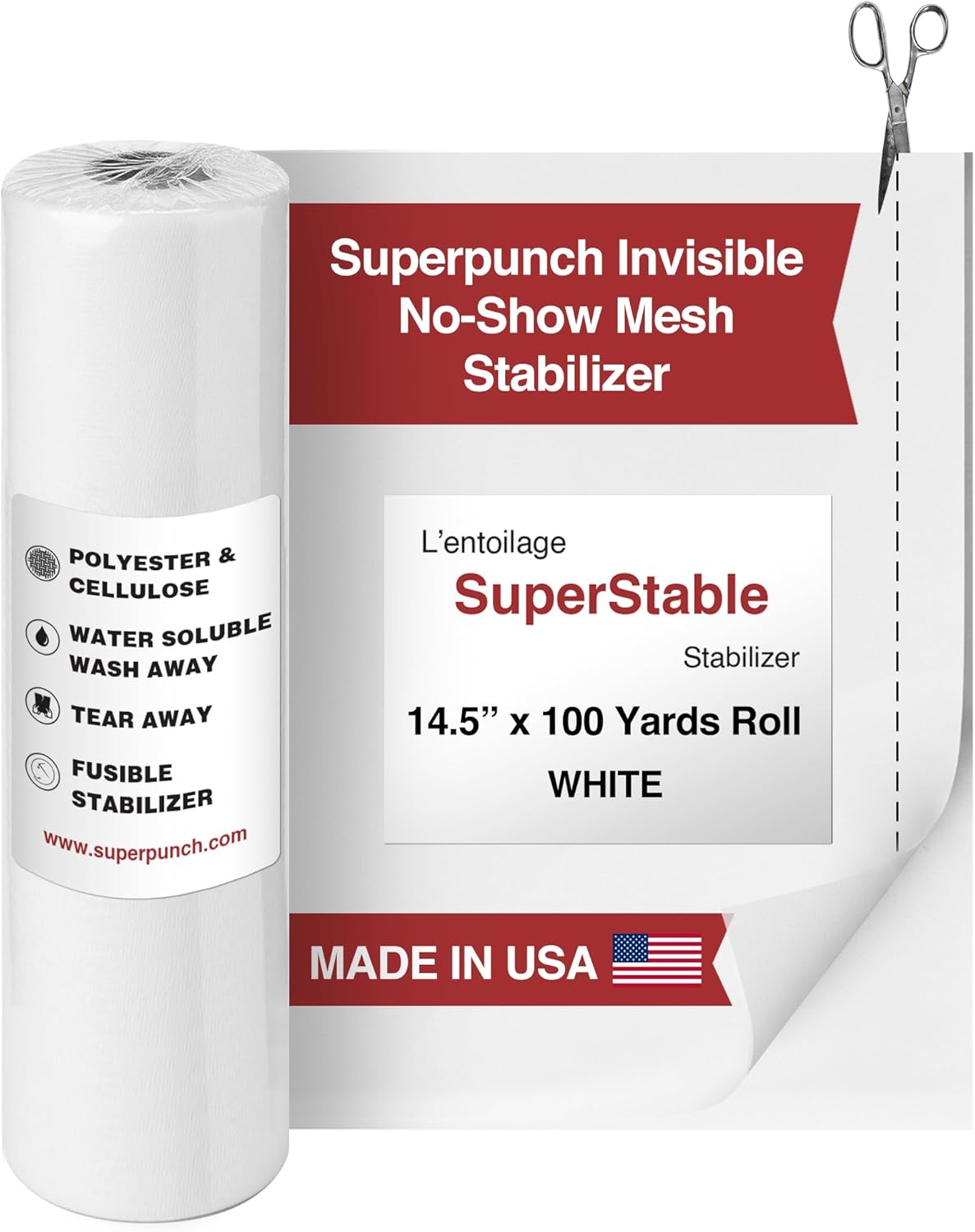 Superpunch Invisible No-Show Mesh Stabilizer for Embroidery