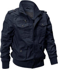 Men's Cotton Lightweight Multi Pockets Military Jacket - Zip Front
