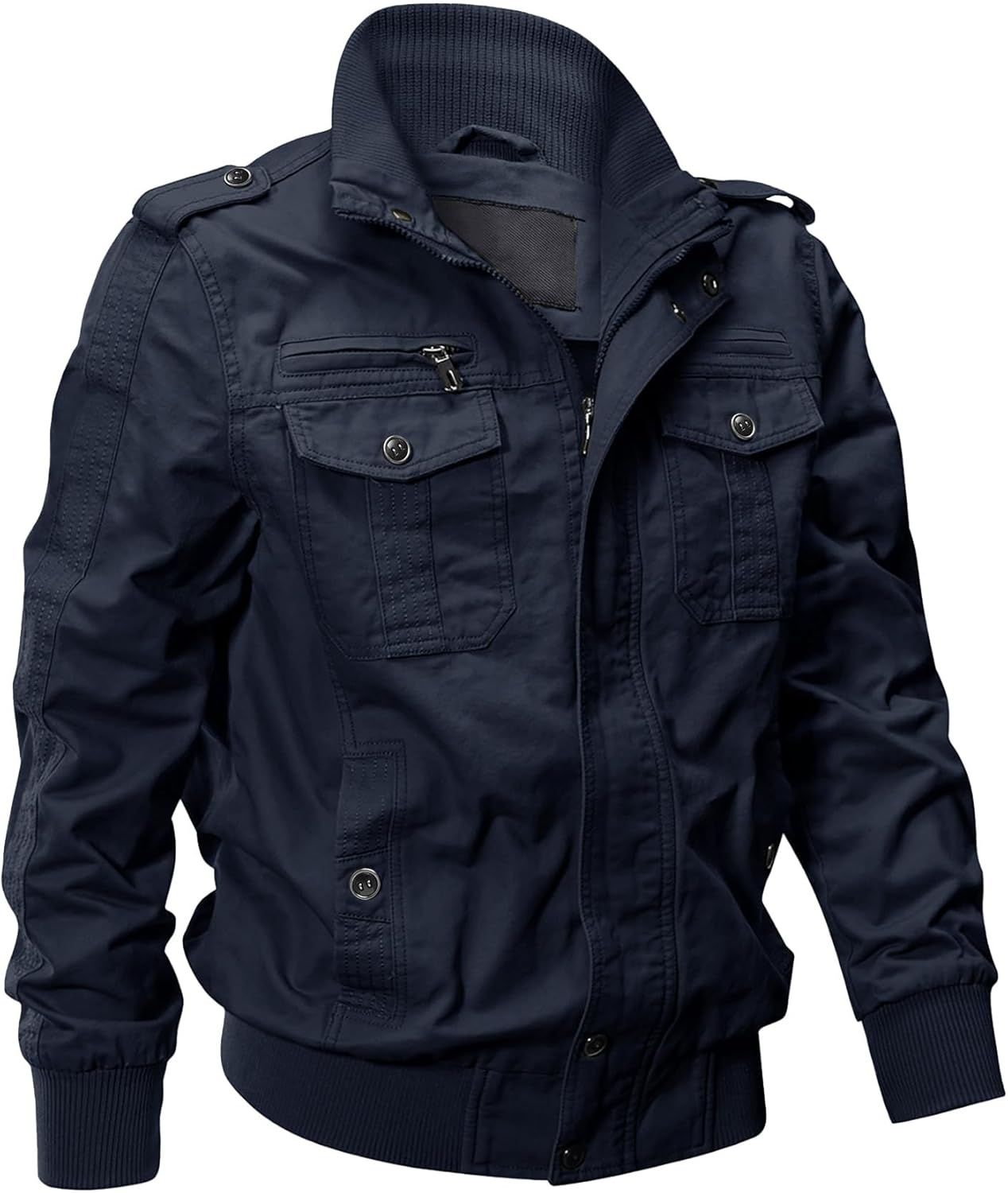Men's Cotton Lightweight Multi Pockets Military Windbreaker Jacket