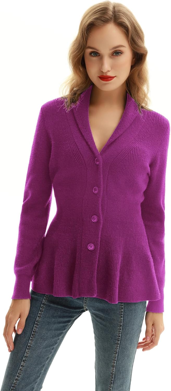 Vintage Cardigan Sweater for Women - Chic Shawl Lapel Design