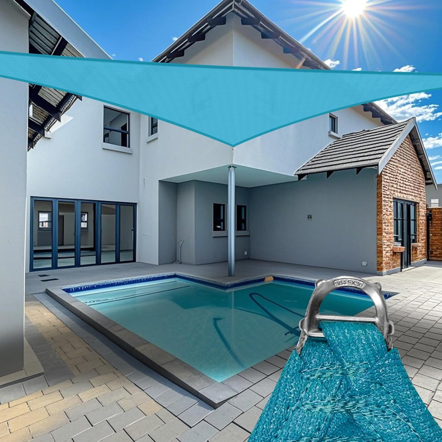 Reinforced 17ft x 42ft x 45.3ft Custom Turquoise Sun Shade Sail