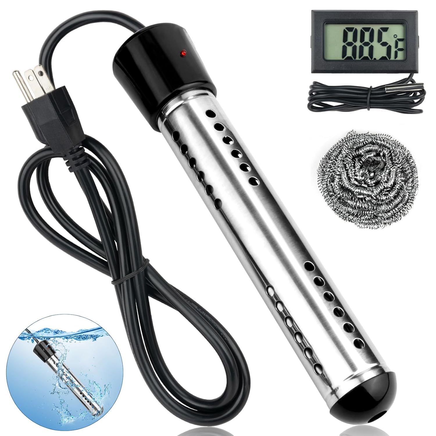 2000W Electric Immersion Heater - Heat 5 Gallons Fast!