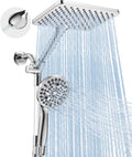 Dual Handheld Shower Head Combo - 2-in-1 Rain and 10-Mode Handheld