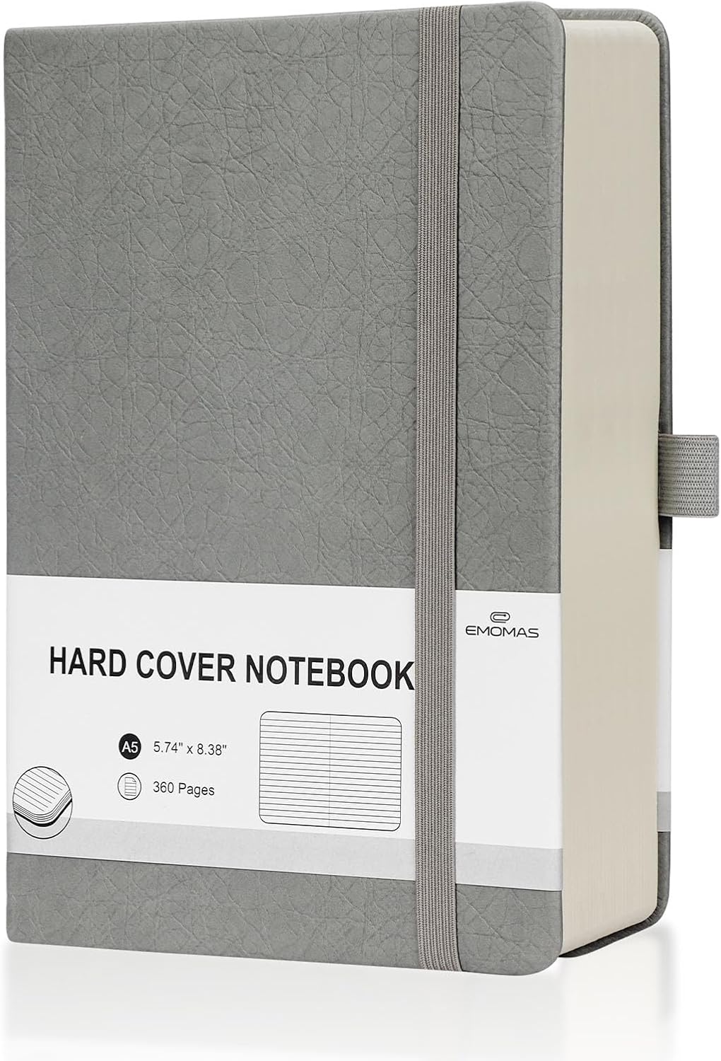 EMOMAS A5 Leather Journal: 360 Pages, College Ruled, Thick Paper
