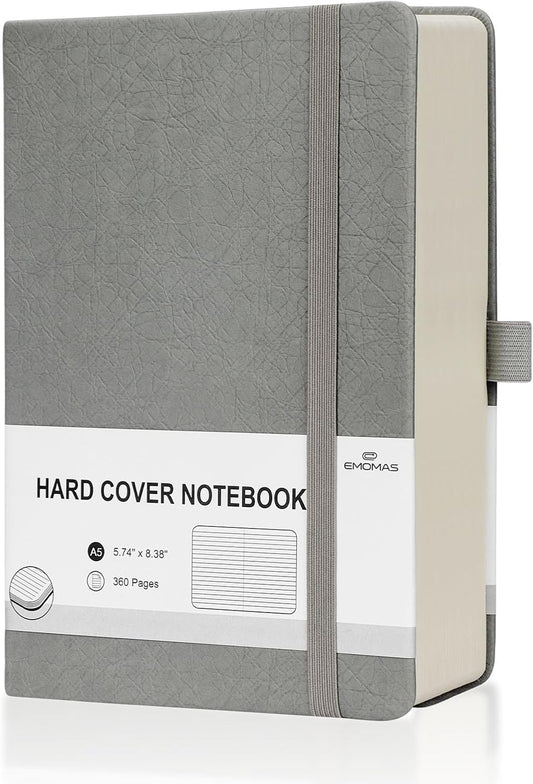 EMOMAS A5 Leather Journal: 360 Pages, College Ruled, Thick Paper
