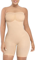 Women's Strapless Seamless Mid Thigh Shapewear Bodysuit - Tummy