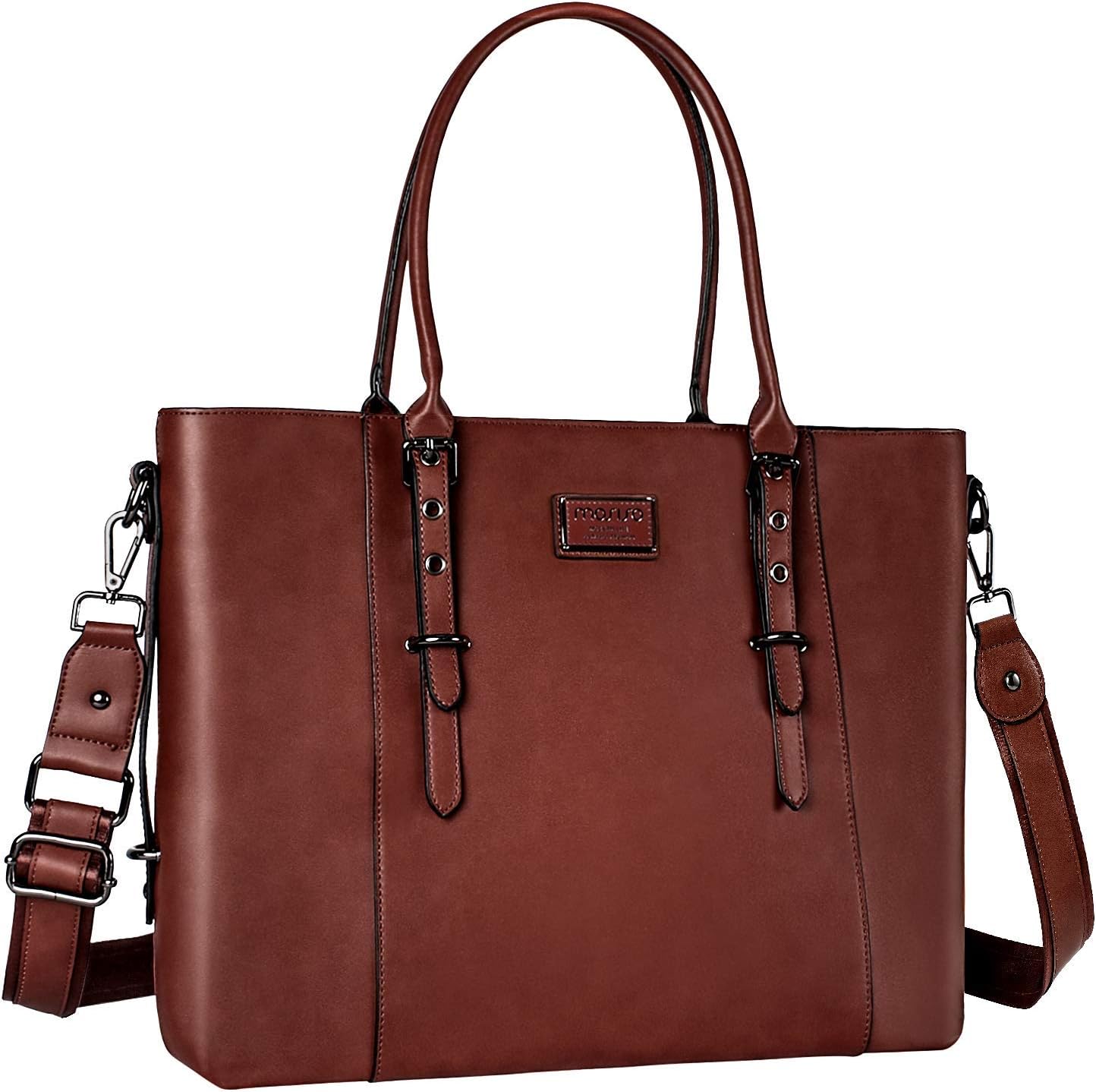 MOSISO PU Leather Laptop Tote Bag for Women - Stylish & Spacious