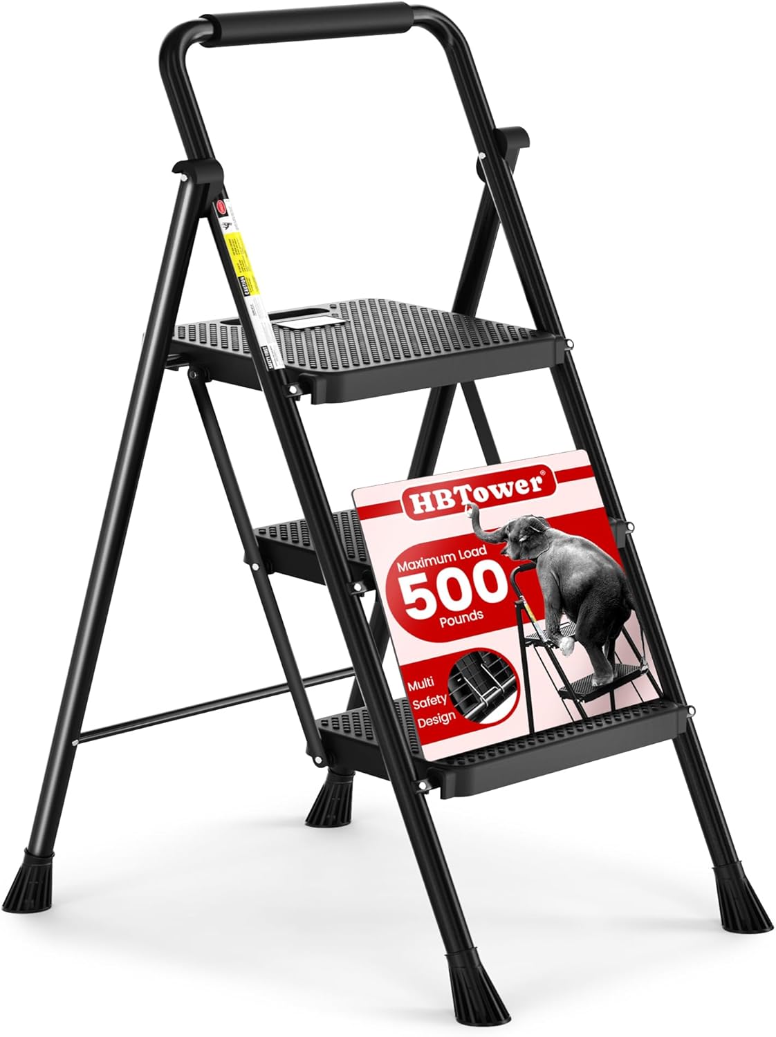 HBTower Folding Step Ladder with Anti-Slip Pedal and Handrail