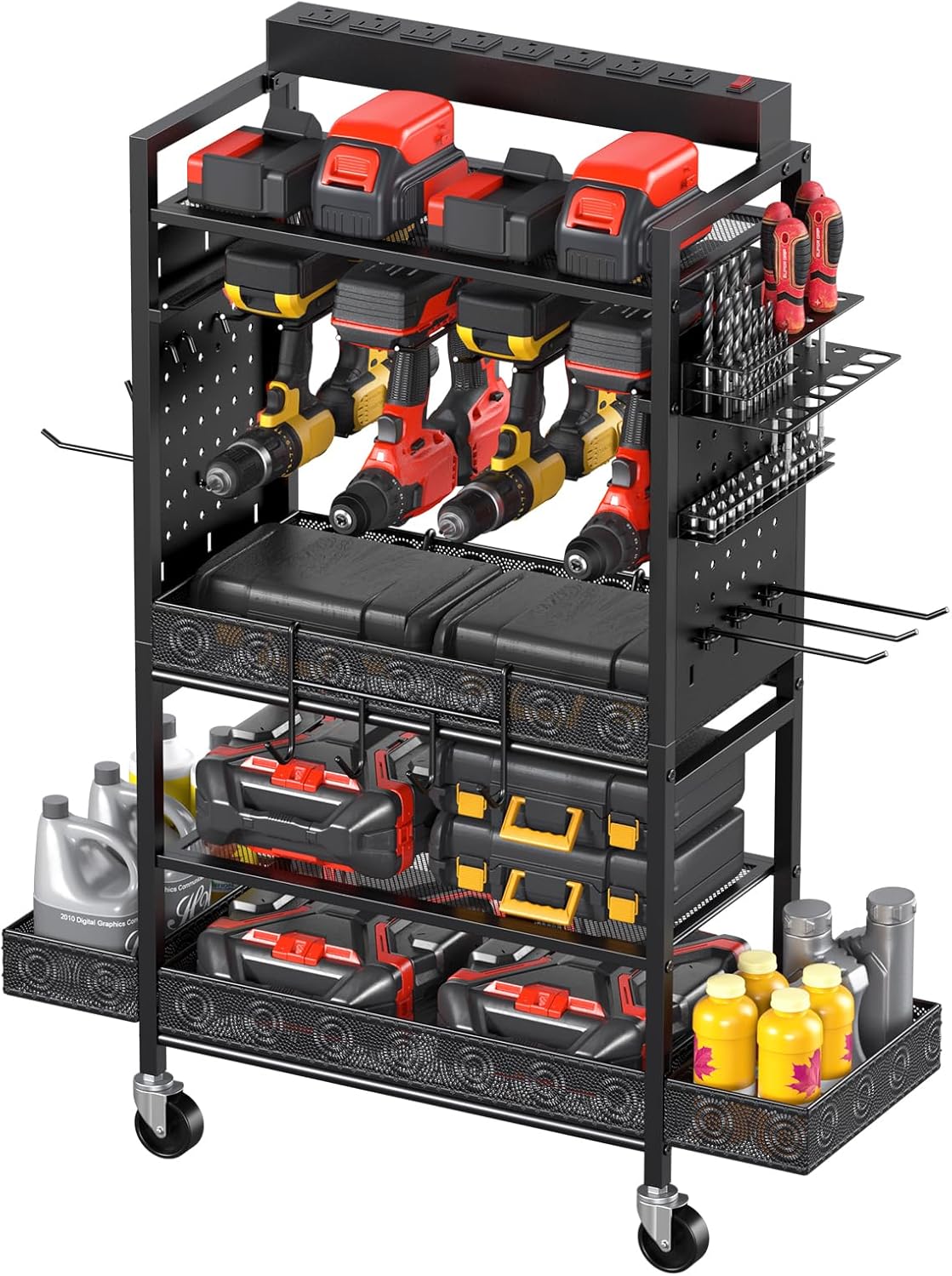 Garage Power Tools Organizer Cart | Charging Station