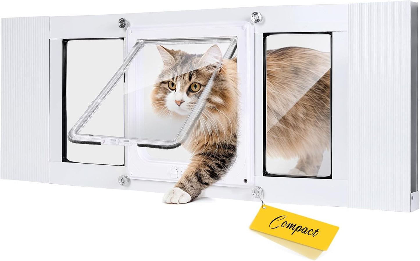 Compact Window Pet Door for Cats - Adjustable Design & Easy Install