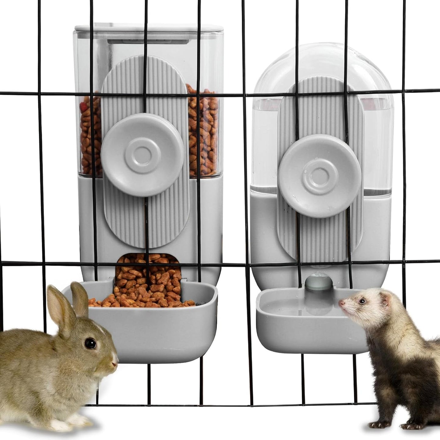 Hanging Automatic Rabbit Feeder for Cats and Dogs - Gray