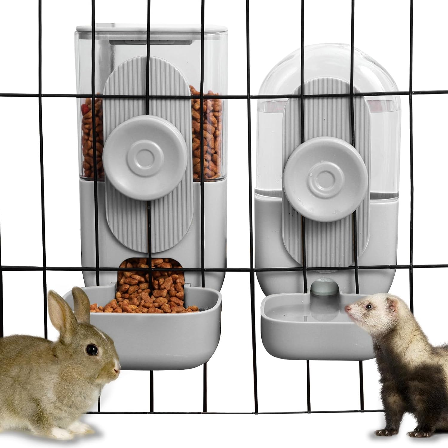 Hanging Automatic Rabbit Feeder for Cats and Dogs - Gray
