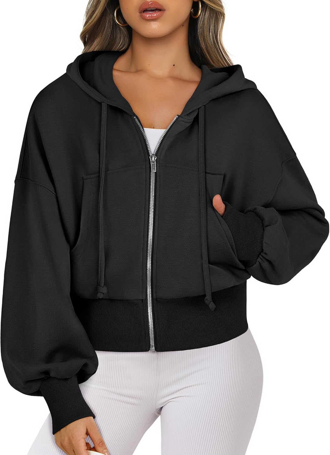 Stylish Women's Zip Up Cropped Hoodies for Casual Outfits