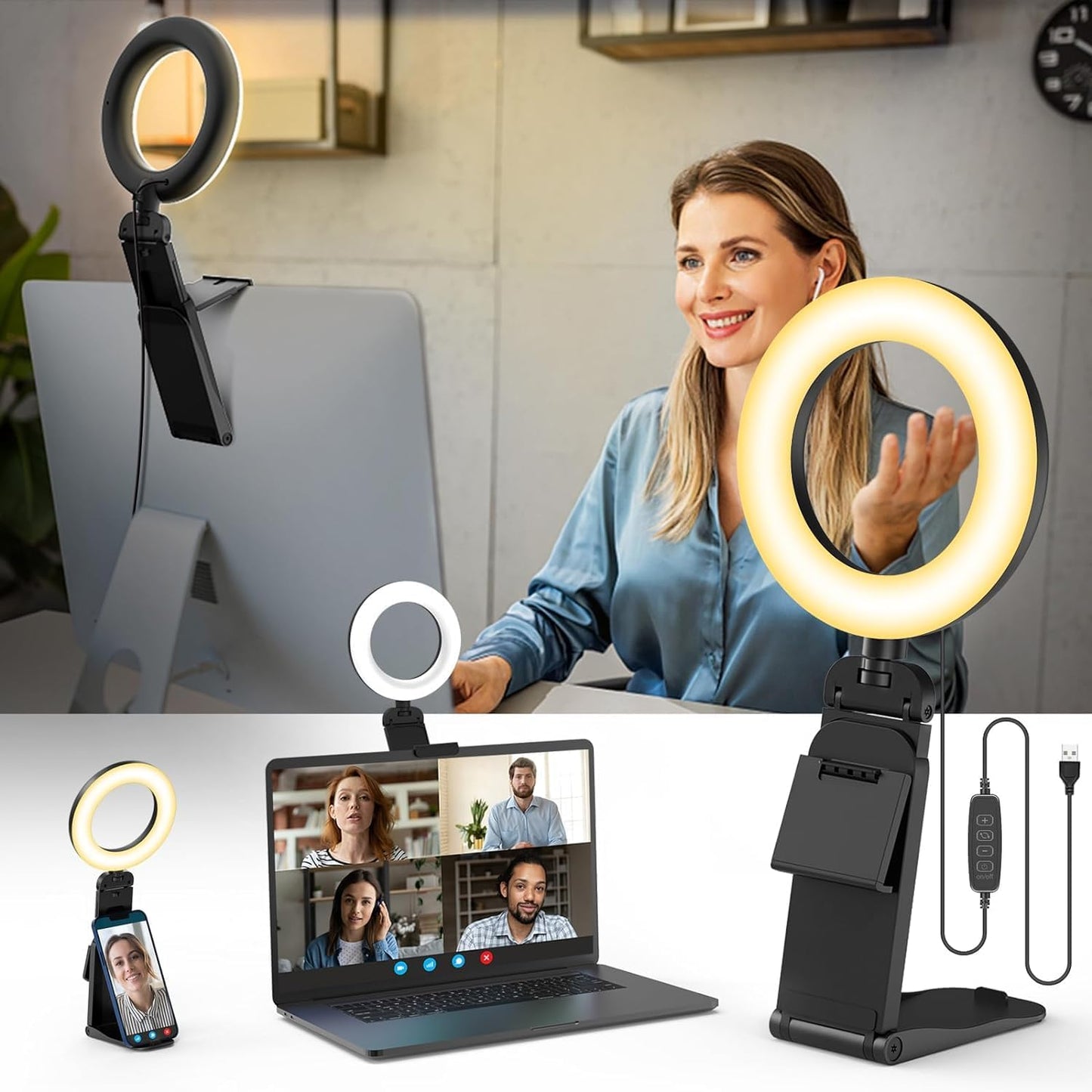 Evershop Clip-On Ring Light: Portable Desktop Lighting