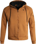 Mens Sherpa Fur Hoodie Full Zip Waffle Knit - Lightweight Warm