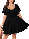 Plus Size Mini Dress for Women with Sweetheart Neckline - Flattering