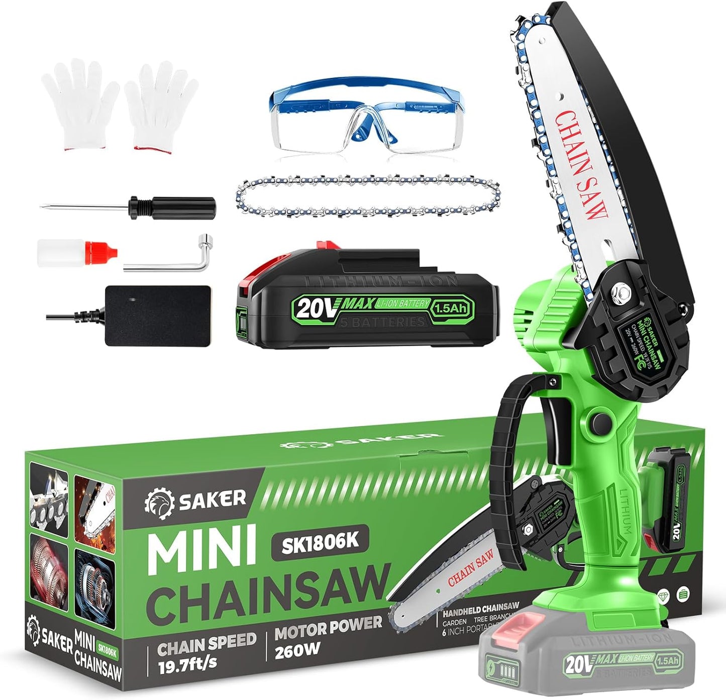 Saker Mini Chainsaw Cordless for Easy Tree Trimming and Pruning