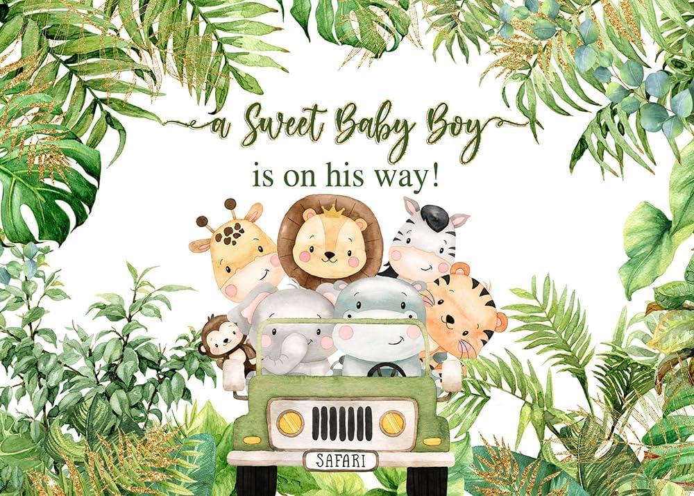 Avezano Pink Safari Baby Shower Backdrop for Girl Jungle Theme