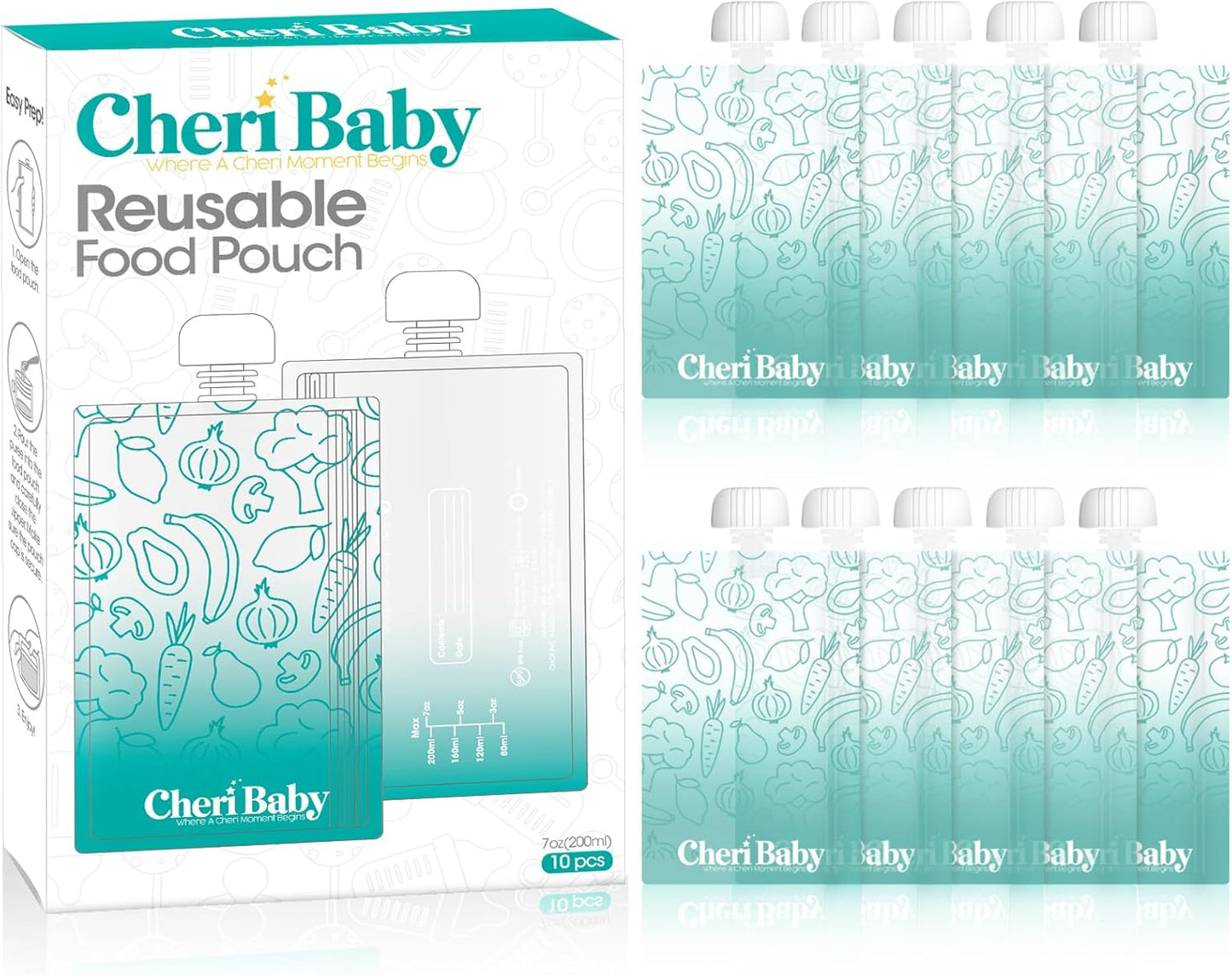 Leakproof Reusable Baby Food Pouches - 10-Pack