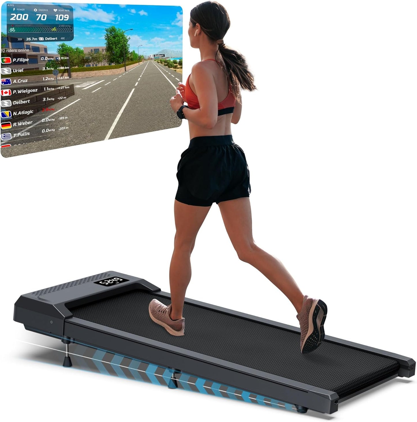 WELLFIT Under Desk Treadmill - 10% Incline, Portable & Smart Control