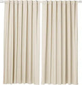 Beige Room Darkening Blackout Curtains 52in x 63in - Back Tab Panels