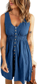 Women Sleeveless Ribbed Knit Ruffle Swing Mini Dress - Casual Fit