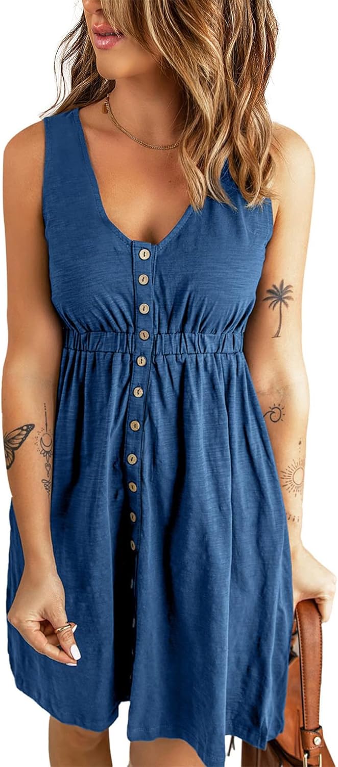 BTFBM Women Sleeveless Summer Dress for Stylish Beach Days