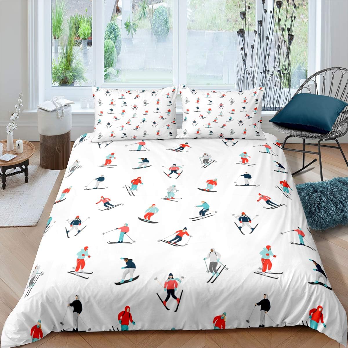 Extreme Sports Skiing Queen Bedding Set