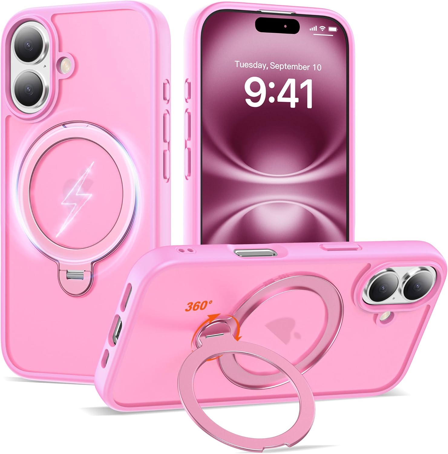 Compatible with iPhone 16 Case with 360 Spin Magnetic Stand