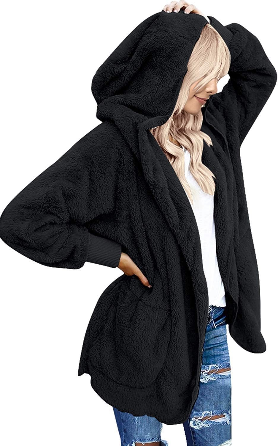 Yanekop Womens Fuzzy Fleece Jacket for Cozy Winter Style