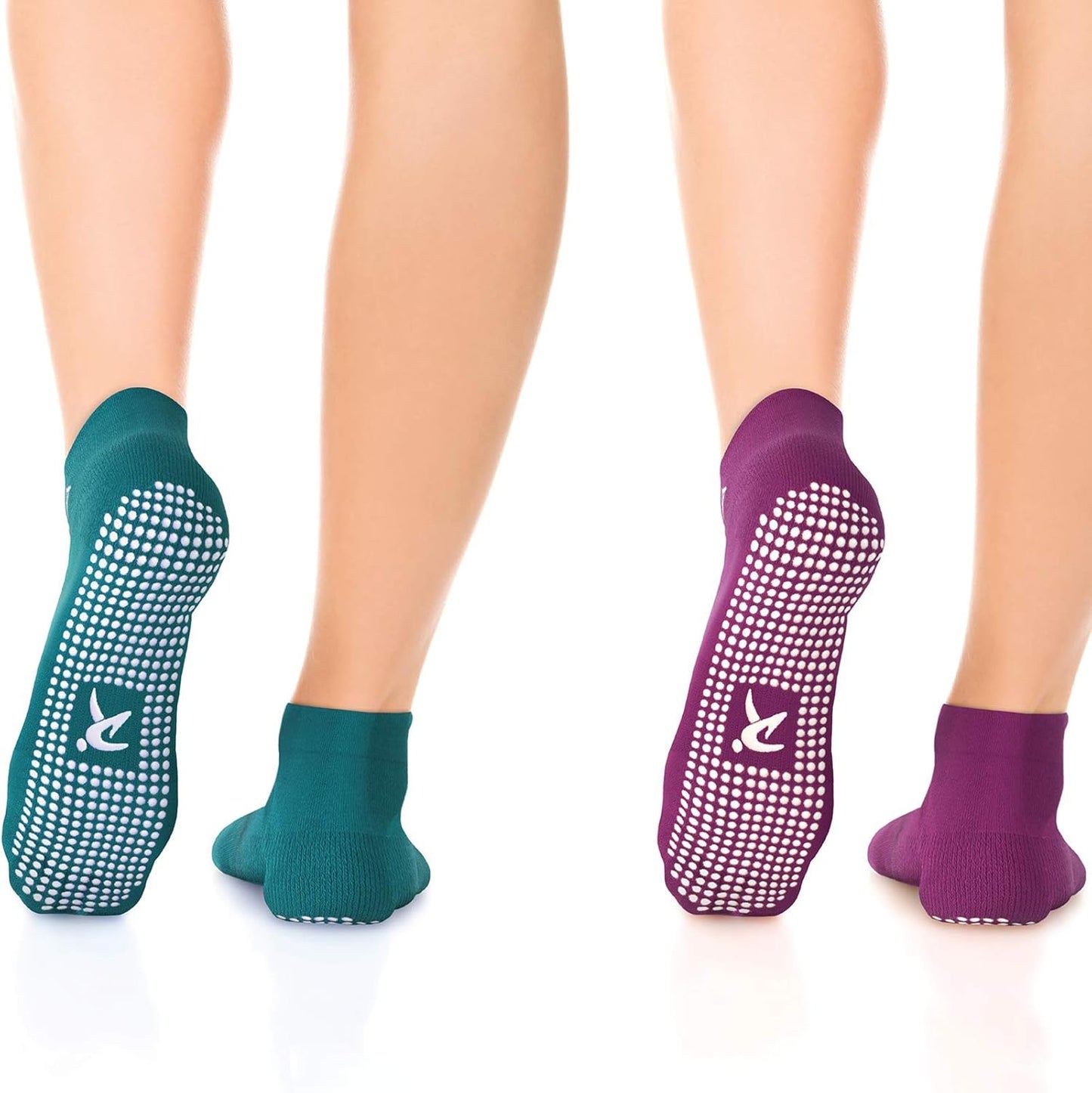 Non Slip Pilates Socks 2 Pairs - Fall Prevention & Grip - Rymora