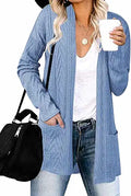 MEROKEETY Women's Casual Cable Knit Open Front Cardigan - Lightweight