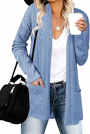 MEROKEETY Women's Casual Long Sleeve Open Front Cardigans with Pockets