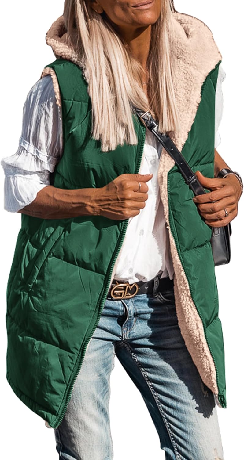 PRETTYGARDEN Womens Reversible Vests for Fall and Winter Wear