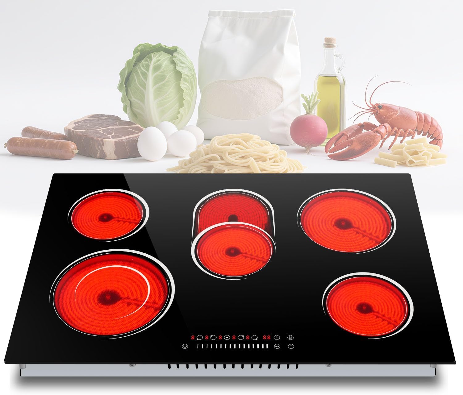 30 Inch Electric Cooktop with 5 Burners and Slider Control