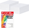 Canvas Boards 60 Pack 9x12 in - Bulk 100% Cotton Panels for Artists