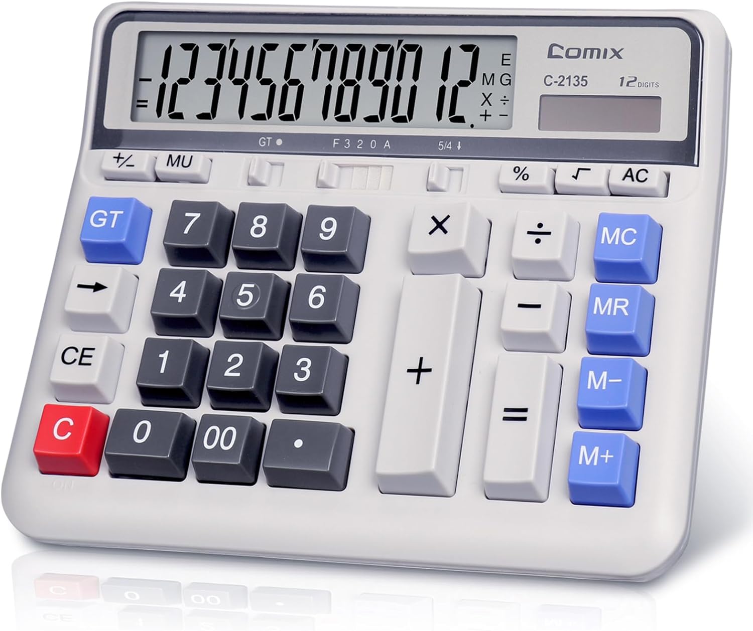 Comix 12-Digit Solar Battery Desktop Calculator