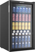 Beverage Refrigerator Cooler 130 Can Mini Fridge with Glass Door