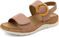 Womens Flat Sandals with Arch Support - Adjustable Velcro Comfort
