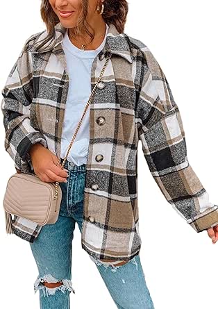 Stylish Women's Plaid Shacket Jacket for Fall Fashion Trends